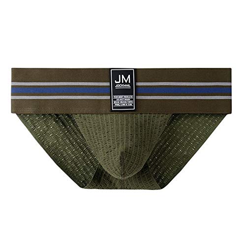 JOCKMAIL Mens Briefs Underwear Athletic Underwear Brief Cotton Mens Underwear Briefs Sport Underwear (L, Arm Green)