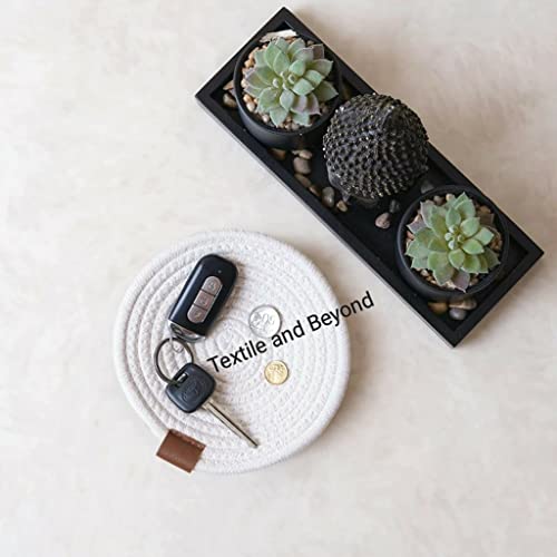 Textile and Beyond Mini Cotton Rope Basket Woven Organizer Tray for Baby Nursery, Toys, Fruits, Living Room, Kitchen & Office