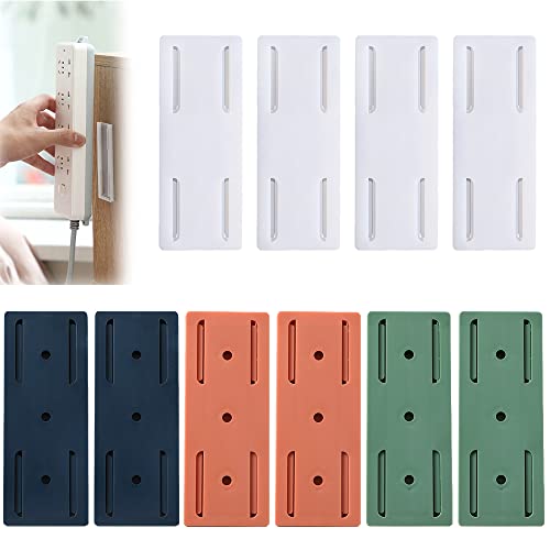 Xreuctop Soporte autoadhesivo para zócalo sin perforaciones, 10 unidades, para regleta de enchufes, soporte de pared, autoadhesivo, soporte de enchufe para enrutador WiFi, enchufe