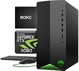 [Geforce RTX 3060] 2022 HP Pavilion Gaming Desktop PC, 32GB RAM, 1TB SSD+2TB HDD, Intel i5-10400F, Wired Mouse & Keyboard, Bluetooth, Wi-Fi, USB Type-C, Display Port, HDMI, Windows 11, Mouse Pad