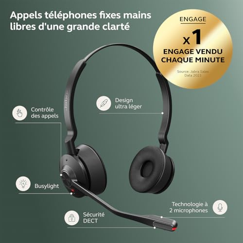 Micro casque JABRA Engage 45 SE Stereo Sans fil Sur oreille DECT - vue 4
