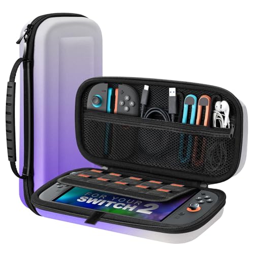 Image of TiMOVO Carrying Case for Nintendo Switch 2 (2025), Gradient Purple | Large Capacity, Hard Shell Protective, 10 Game Card Slots, Pockets for Console & Accessories, Portable Travel Pouch