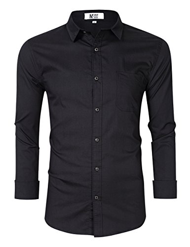 KUULEE Men's Button Down Jean Shirts Denim Work Shirt Slim Fit Dress Shirts Spring Shirt for Men