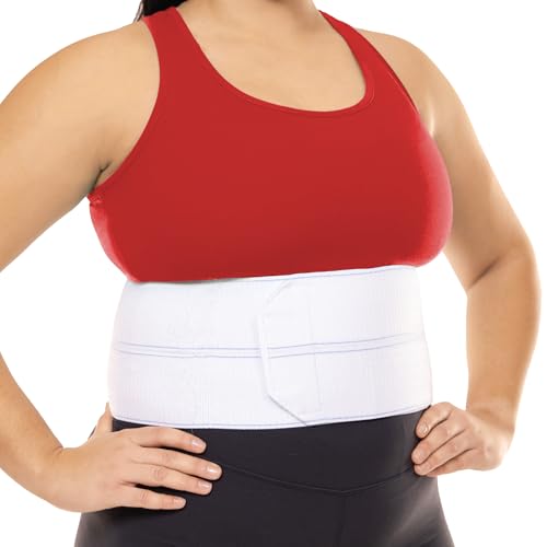 BraceAbility Plus Size Broken Rib Brace - Rib Protector Compression Wrap, Chest Support Belt for Bruised, Fractured, Dislocated Ribs, Costochondritis Relief, Sternum Brace for Men and Women (White)