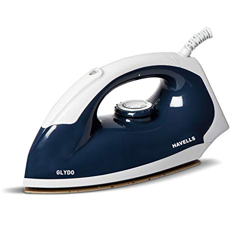 Havells Glydo 1000 watt Dry Iron With American Heritage Non Stick Sole Plate, Aerodynamic Design, Easy Grip Temperature Knob & 2 years Warranty. (Char