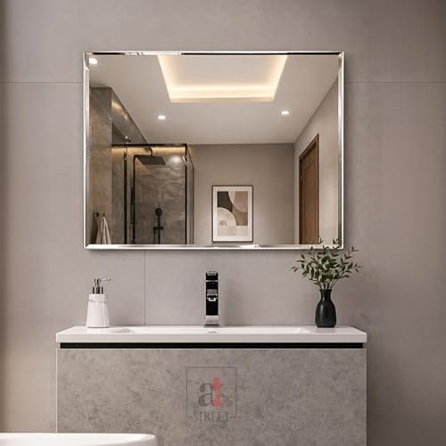 Art Street Frameless Wall Mirrors for Bathroom, Wall Mounted Beve...