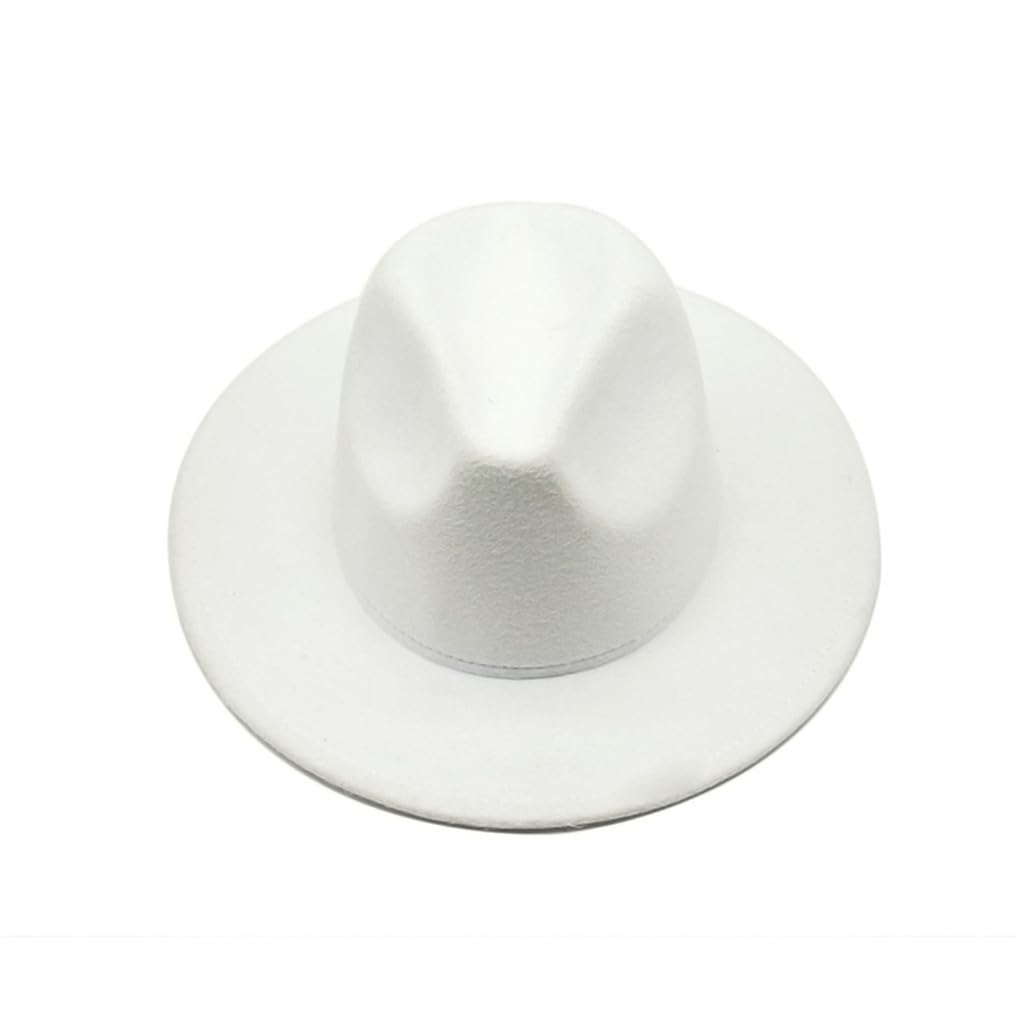 SaoBiiu Cappello di Feltro da Donna Autunno Inverno Cappelli Stile Fedora A Tesa Larga per Le Donne Cappelli da Chiesa Vintage Cappellino da Jazz Bianco A Tesa Piatta da Donna