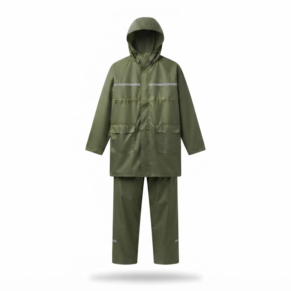 Waterproof Raincoat for Men & Women Premium Hooded Jacket & Pant Set Heavy Duty Reusable Polyester Rain Suit with Reflective Strip for Bike Riding Travel Trekking Camping Outdoor Work-image-40