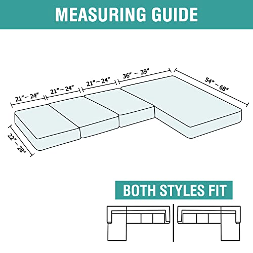 Livego Sectional Couch Covers 4 Pieces Sofa Seat Cushion Covers L Shape Separate Cushion Couch Chaise Cover Elastic Furniture Protector For Both Left/Right Sectional Couch (Ivory, 4 Seater) #TOP1