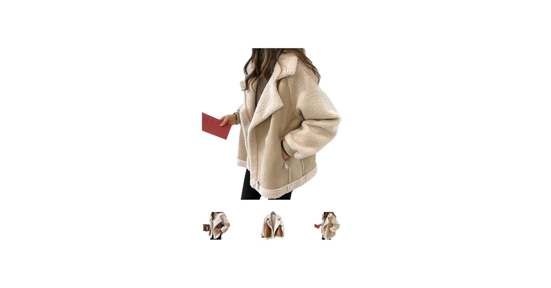 ジャケット・アウター ollun boa suede combination coat mocha Women's Winter Lapel Collar Faux Suede Coat Long Sleeve