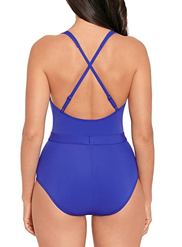 Skinny Dippers Women's Swimwear Jelly Beans Cinch Ruffle Sleeve Soft Cup One Piece Swimsuit, Wave Length, Small #TOP2