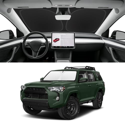 Image of Custom Fit Windshield Sun Shade for Toyota 4Runner 2010-2026 | Blocks UV Rays and Sun Heat, Helps Reduce Interior Temperature, Protects Dashboard from Fading, Folds Easily for Storage