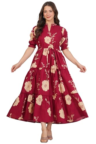 Image of Kuruti B Sheets Women's Cotton Floral Printed Regular Fit Anarkali Kurta for Women