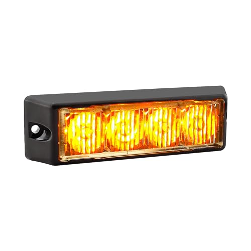 SolarBlast 4W AMBER LED Flashing Strobe Light Head [22 Flash Mode] [TIR] [Multi Units Sync-able] [Surface-Mount] Amber Yellow Grille Police Lights for Emergency Vehicles Truck Volunteer Firefighters