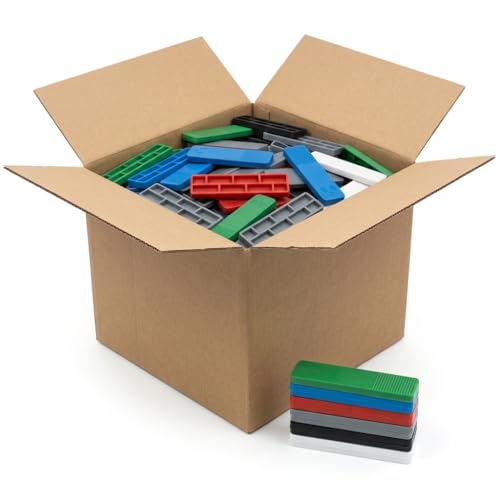 Plastic Window & Glazing Packers 1mm6mm Assorted Mixed Flooring Spacers Colour Coded Plastic Shims for Window Installation Door Fitting & Levelling Heavy Duty Pack of 600