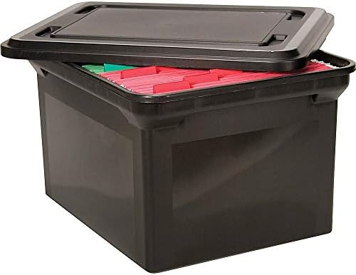 ADVANTUS File Tote with Lid, 19 x 15.5 x 11 Inches, Black (34052)