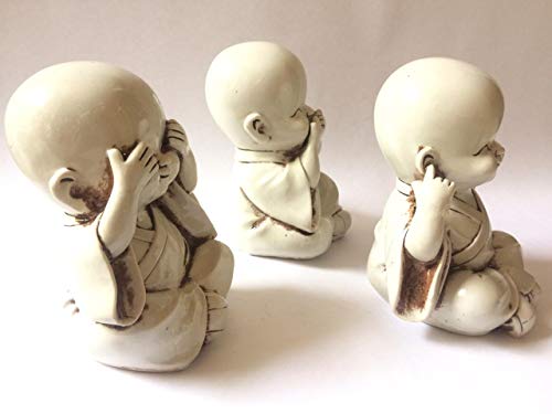Craftstore14 New Three Wise Monkeys Monk Figurines Set, Baby Buddha Statue, See No Evil, Hear No Evil, Speak No Evil, Zen Sculpture, Home Décor #TOP3