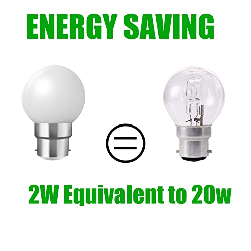 HUAMu B22 Bayonet LED Light Bulbs,2W G45 Golf Ball Mini Globe Bulb, Cool White 6500K - Image 4