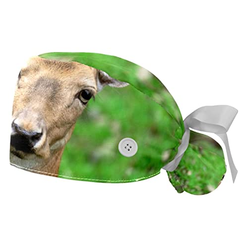 Chapeaux bouffants de travail en cuisine et atelier motif cerf x2