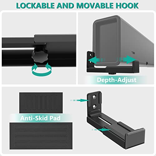Image of WALI Universal Soundbar Wall Mount, Center Channel Speaker Wall Mount Dual Bracket Hold up to 33 lbs, Arms Extend Adjustment from 3.5 to 6.1 inch (SLK202), Black