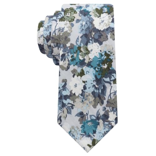Image of Luckyvestir Ties for Men, Sage Green Cotton Floral Tie 2.76 inch Flower Printed Men's Neckties for Wedding /Groomsmen /Suit /Party