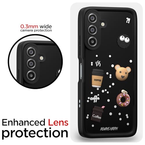 Image of Outlouders Back Cover for Samsung Galaxy M17 5G / A17 5G / F17 5G | 3D Cartoon Bear Cute Fun Silicone Full Body Protection Bumper Case (Black)