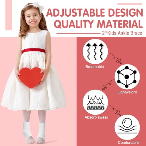 Image of Tarpop 2 Pairs Kids Ankle Brace Set Foot Support Stabilizer Wraps Protector Guard Knitted Ankle Sleeve Sock Support Compression Socks for Injury Prevention(White,Large)