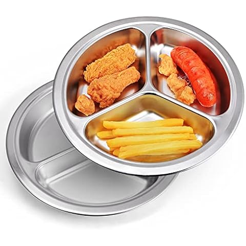 Hivexagon Bandejas de placas divididas de acero inoxidable de 2 paquetes Cover