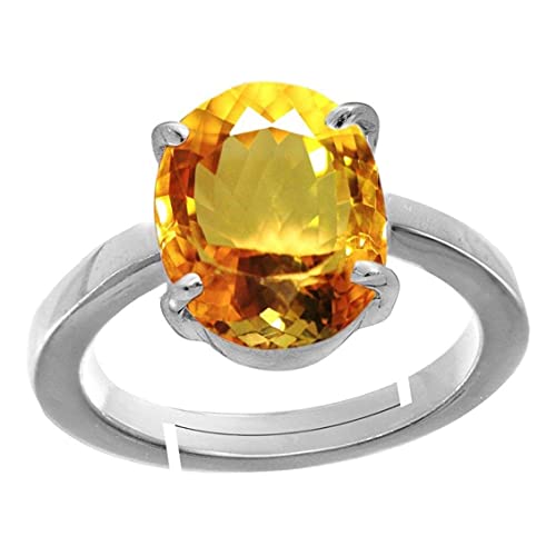 Bague en citrine naturelle de 7 carats ovale et argent avec taille réglable