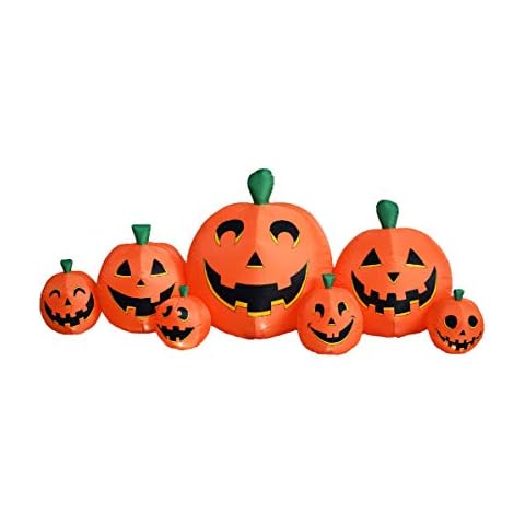 Sheerlund Products 9' Long Pumpkin Patch Inflatable with Lights, Outdoor Halloween Yard Decoration Cover