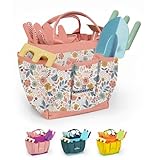 Gardening Set, Tool Kit, for Kids, STEM, Includes Tote Bag, Spade, Watering Can, Rake, Fork, Trowel and Gloves (Petal)