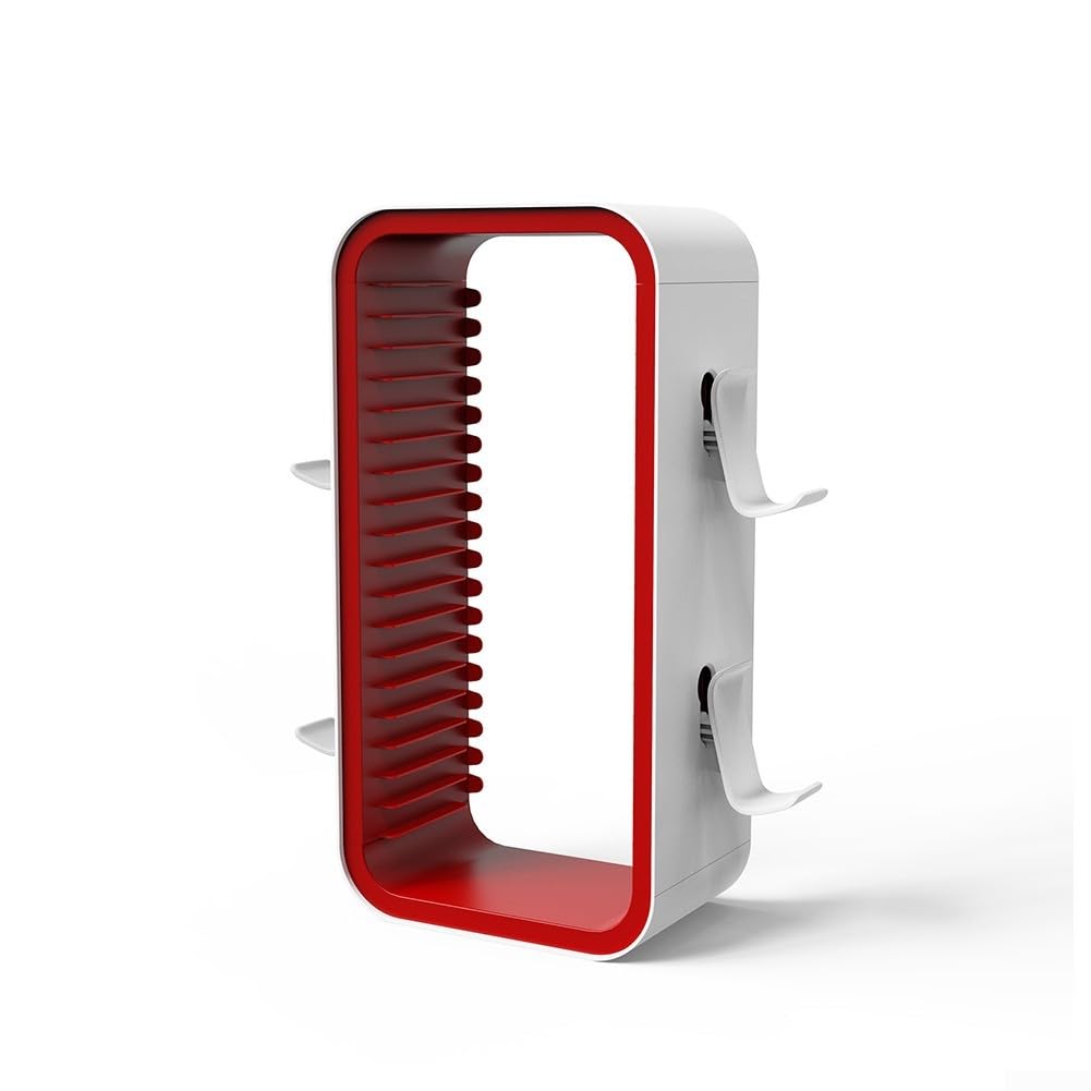 Torre di archiviazione per PS5, può contenere 18 dischi, in ABS, organizer salvaspazio, accessorio da gioco nero verde rosso (nero e verde)