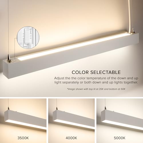 Maxxima 4 ft. LED Linear Light, Up and Down Adjustable Light Output, 3 CCT 3500K/4000K/5000K, Commercial and Residential 36W Suspension Pendant, Ideal for Office, Home, Shop, Garage, School by Maxxima - Image 6