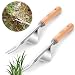 Produktbild behone 2 Stück Edelstahl Unkrautstecher mit Naturholzgriff, Garten Manueller Weeder Wurzeljäter Hand Weeder Jäter Werkzeug Unkrautjäter Wurzeljäter mit Naturholzgriff zum Jäten Ihres Gartens