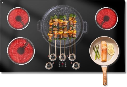 Image of 30 Inch Electric Cooktop, 5 Burner Ceramic, 220-240V Hardwired, No Plug