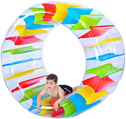 Tzsmat 65" Diameter Kids Colorful Inflatable Wheel Roller Pool Float for Pool Lake Water Toy