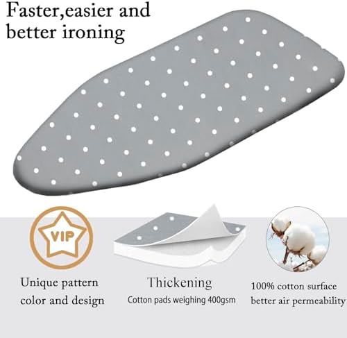 MZXcuin Small Ironing Board Cover Scorch Resistant, Table top Ironing Board Cover with Padding Heat Reflective Heavy Duty Pad (Gray dot, 12.5"x32") - 2
