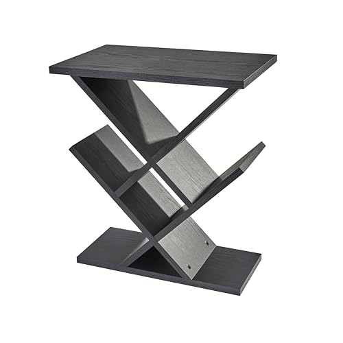 Adesso Zig-Zag Accent Table - Table Bookshelf - Storage Side Table. Home Furnishings and Decor , Black