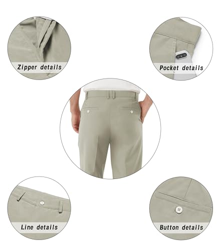 Image of Men's Tall Classic Fit Flex Flat Front Dress Pants Formal Pants for Business & Office