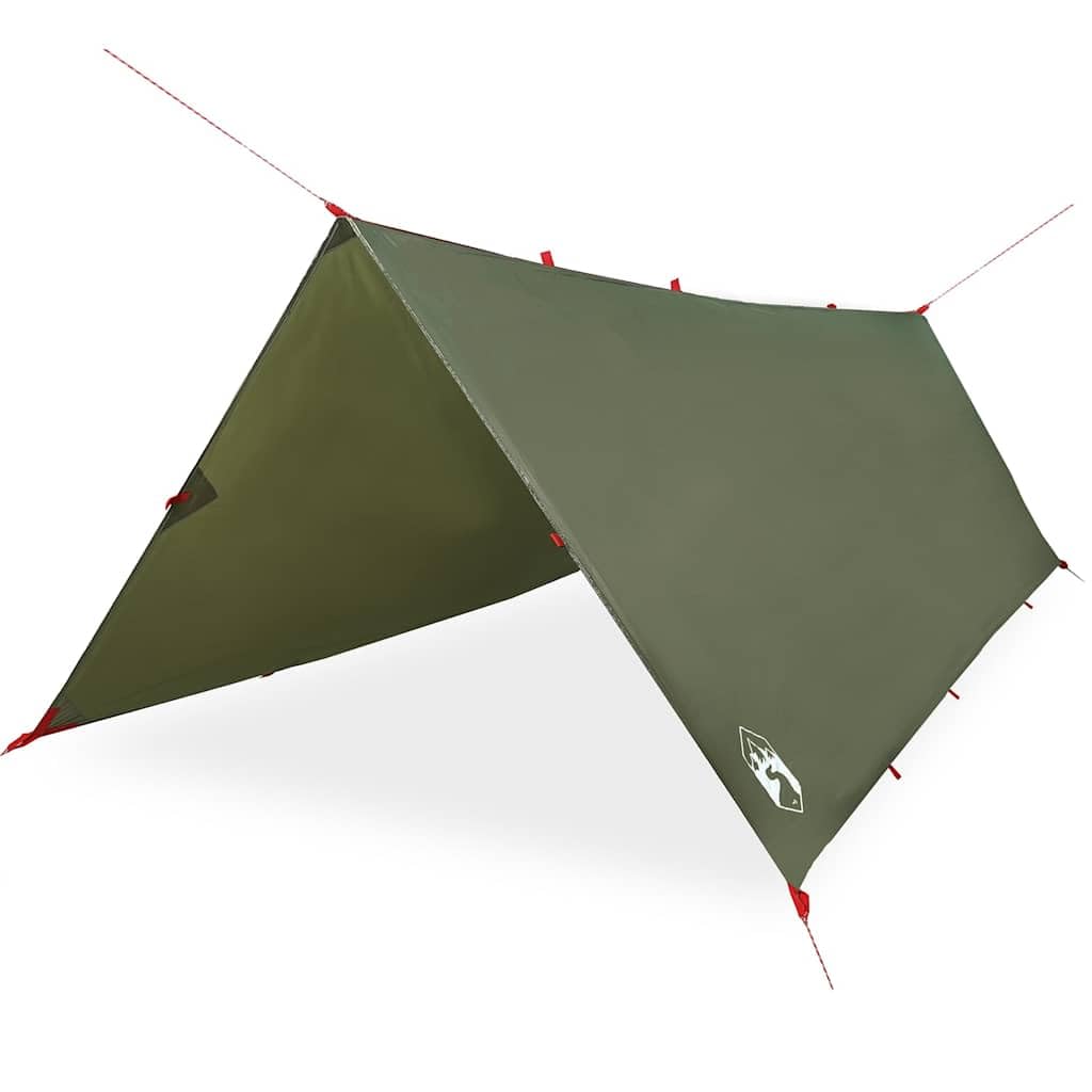 vidaXL Camping Tarp, Tent Tarp for Outdoor Travel Beach, Camping Shelter for Snow Rain, Tarpaulin Shelter, Sunshade, Olive Green Waterproof