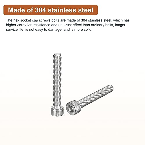 DTGN M8x55mm Socket Head Cap Screws Bolts, 5Pcs 304 Stainless Steel 18-8, Metric Machine Hex Socket Screw, Hex Drive - Image 3