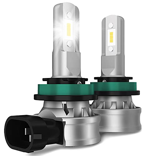 Gineoo H11 Fog Light Bulbs - H11 H8 H16 LED Fog Lights 300% High Brighter 6500K Cool White LED Fog Light Bulbs Plug N Play 2pcs Green H11 Fog Lights Replacement for Vehicles