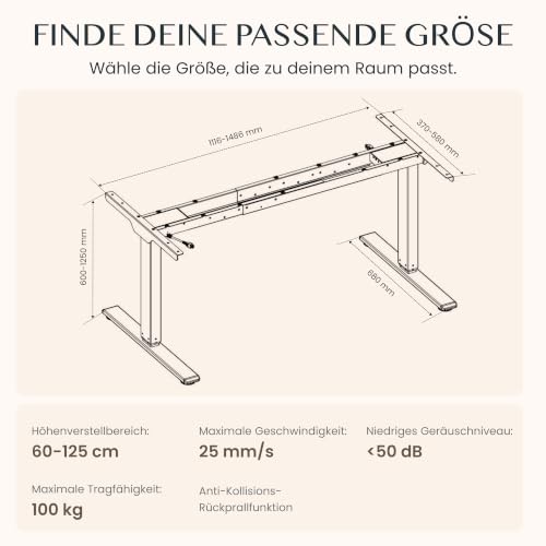 FLEXISPOT Höhenverstellbarer Schreibtisch Gestell mit Dual-Motor – Ansicht 2