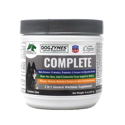 Dogzymes Complete - Probiotics prebiotics Glucosamine Chondroitin MSM and Hyaluronic Acid Complete Skin and Coat Care (8 Ounce)