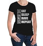 Grammatur: 145g/qm Girlie T-Shirt Eat Sleep Rave Repeat-S-Black-Silver