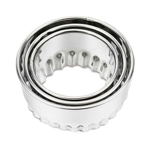 ABOOFAN 3piezas Cortador Redondo De Acero Inoxidable Para Masa y Fondant Molde Para Envoltorios De Dumplings Borde Ondulado Herramienta Para Cocina y Repostería