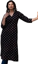 Rayon Printed Long Kurti for Women | Single | A Line | Black