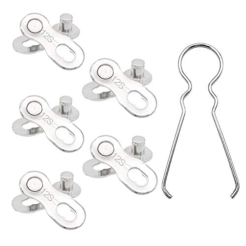 WASAGA Eslabón de la Cadena de Bicicleta, 3/5/10 Pares para 6/7/8/9/10/11/12 Speed Chain, Conjunto de Conector de Cadena de Acero Reutilizable de Plata y Oro