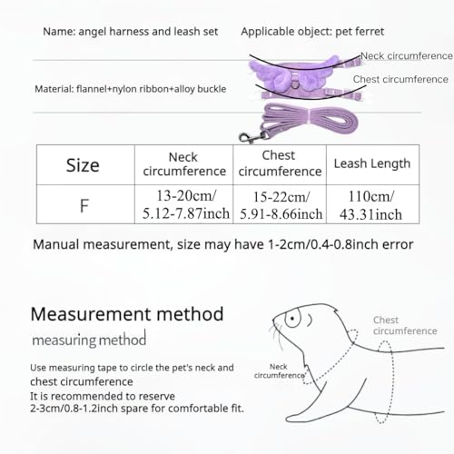 Image of Ferret Harness and Leash with Adjustable Buckle for Small Pets, Soft Breathable Walking Vest with Angel Wings for Guinea Pig, Bunny, Rabbit, Kitten, Chinchilla (Blue)