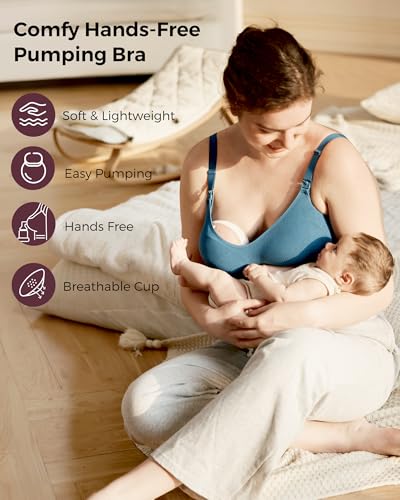 Image of Momcozy Hands-Free Pumping Bra, Breathable Tencel Fabric Breast Pump Bra | Stable hands-free pumping with 300+ air holes for 80% more breathability and eco-friendly plant fibers for all-day support